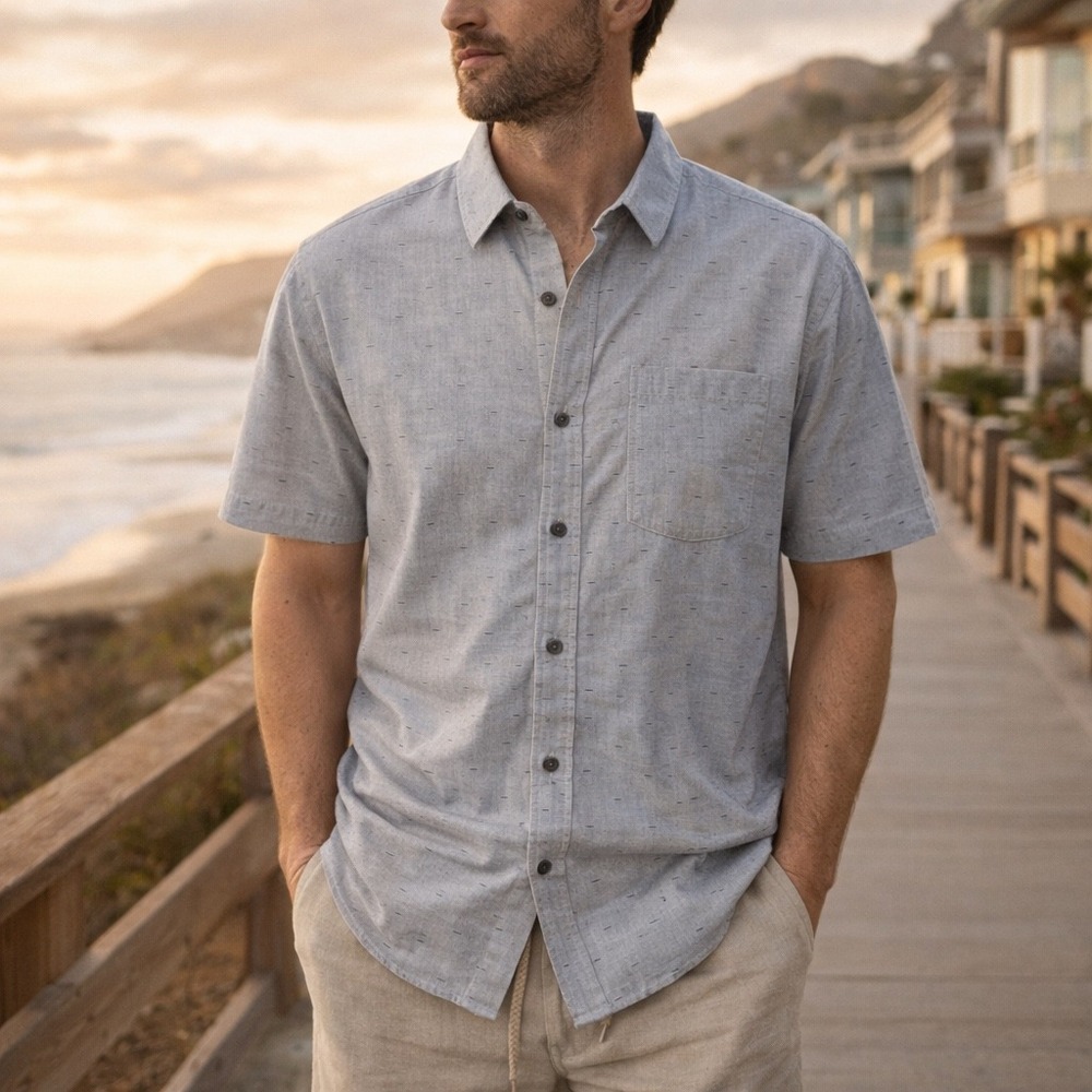 Old Ranch Mens XXL Organic Cotton Stripe Shirt  Blue Gray Costal Preppy NWOT